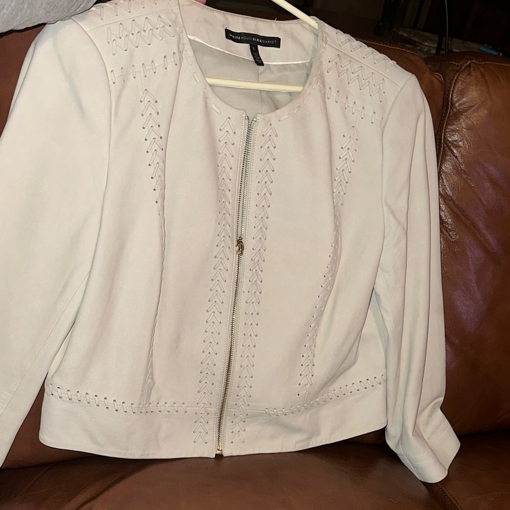White House Black Market Ivory Leather Jacket